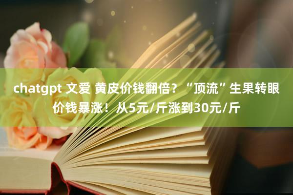 chatgpt 文爱 黄皮价钱翻倍？“顶流”生果转眼价钱暴涨！从5元/斤涨到30元/斤